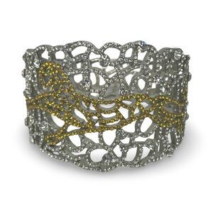 Shanta Bana Silver Tone Gold Panther Hinge Bracelet